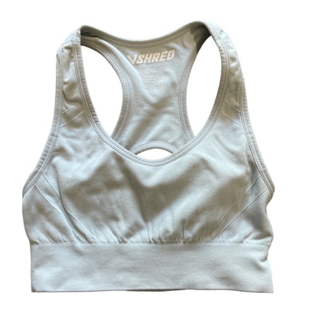 V Shred VSHRED Racerback Keyhole Back Light Blue Sports Bra Size Small EUC #1616